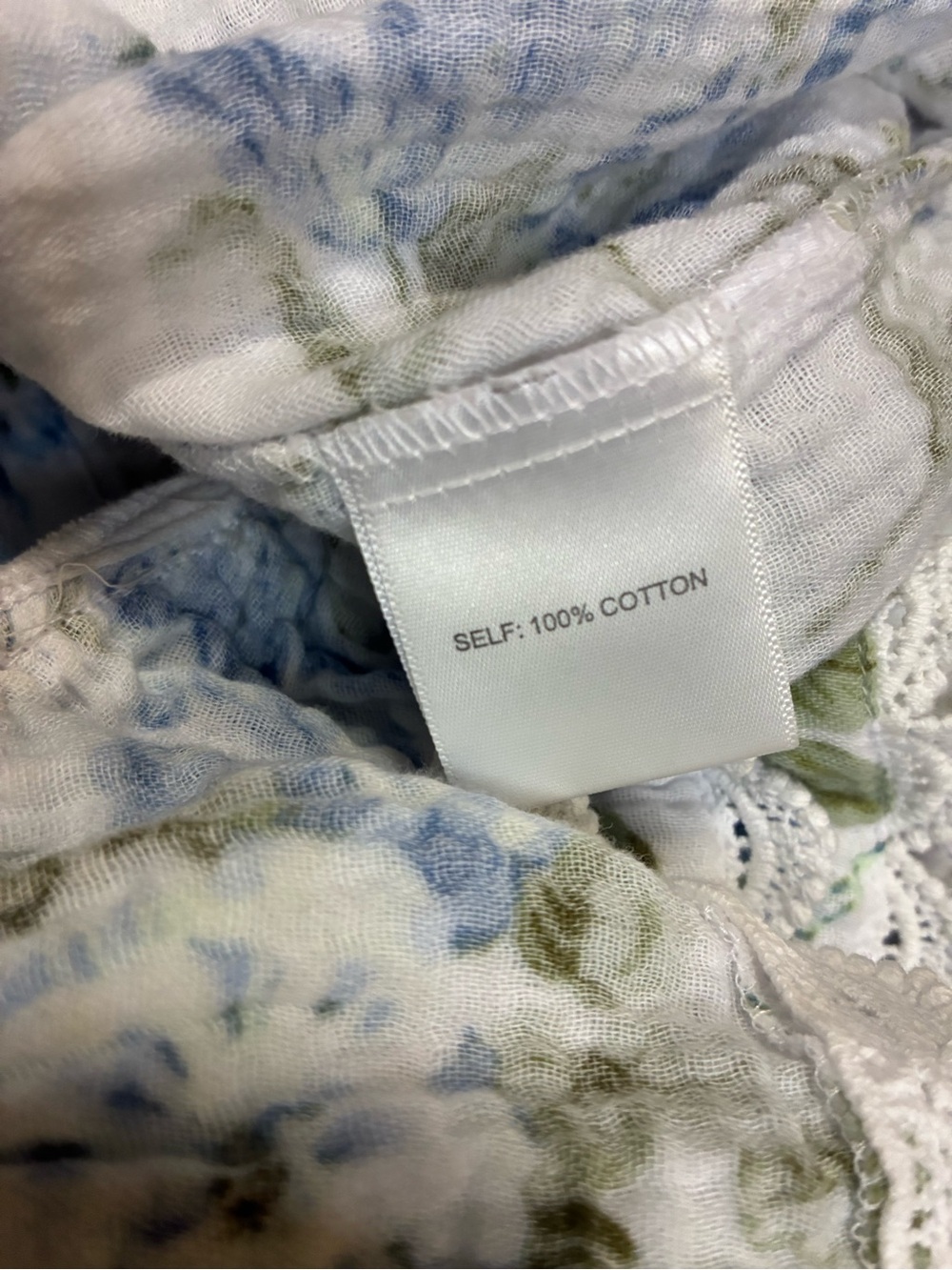Laura Ashley White Button-Front Floral Blouse with Blue & Green Print - Picture 9 of 10